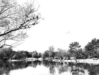 Scenic view of lake against clear sky