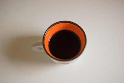 Directly above shot of black coffee on table