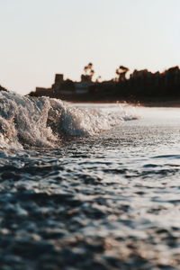 Scenic view of sea against clear sky