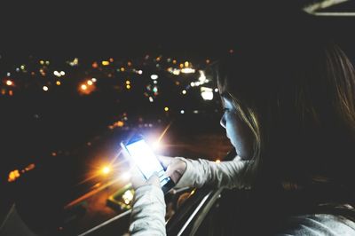 View of illuminated lamp at night