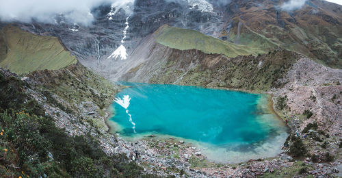 High angle view of volcanic mountain