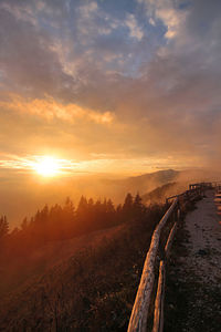 Scenic view of landscape against sky during sunset