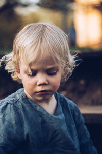 Close-up of thoughtful baby girl