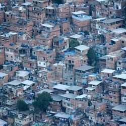 High angle view of buildings in city