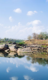 Scenic view of lake against sky