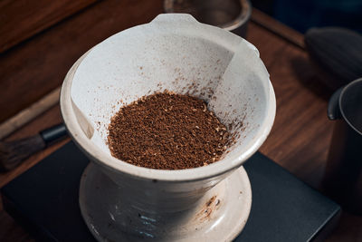 Close-up of coffee on table