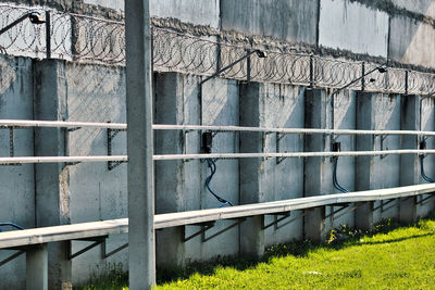 Abandoned building against wall