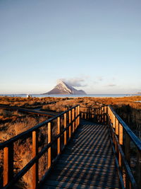 Scenic view of mountains against clear sky