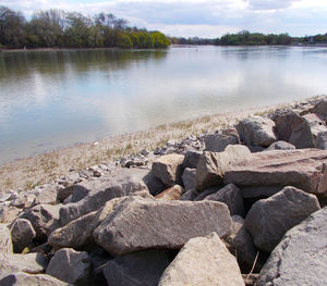 Scenic view of lake against sky