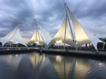 View of bridge over river against sky