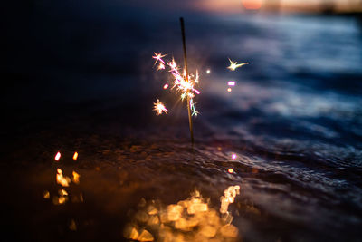 Firework display at night