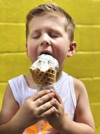 Close-up of woman holding ice cream