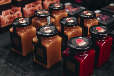 Mock up glass jars with natural flower honey or jam. organic and natural raw food. handmade vegan