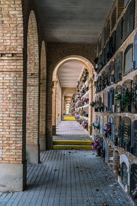 Corridor of historic cemetery.