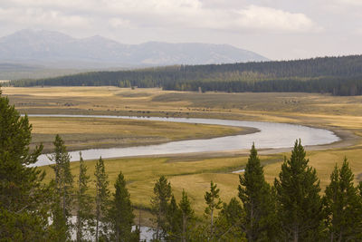 Scenic view of lake and mountains