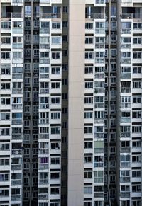 Full frame shot of sky scraper windows in city