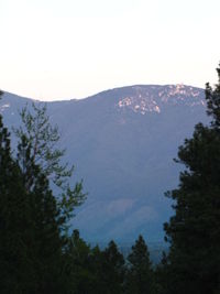 Scenic view of mountains against clear sky