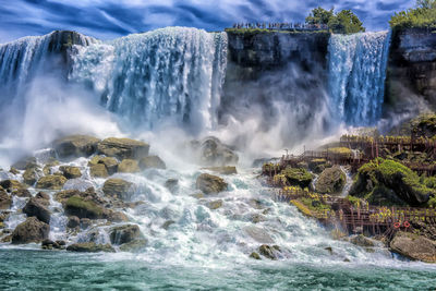 Scenic view of waterfall