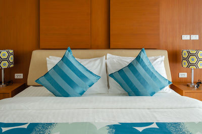 View of empty bed in room