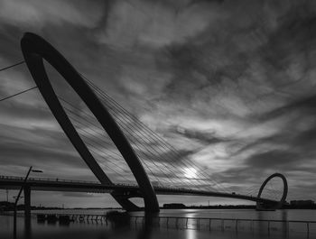 Low angle view of bridge over river against sky