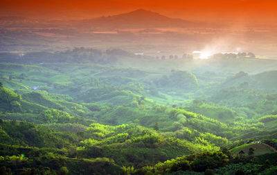 High angle view of landscape against sky