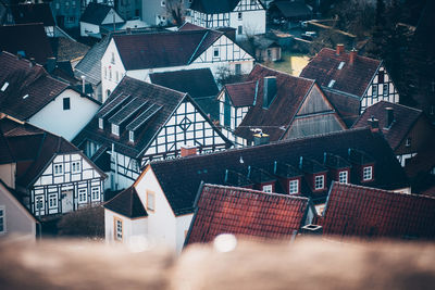 High angle view of buildings in city