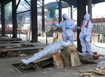 Group of people working at construction site