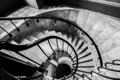 High angle view of spiral staircase