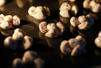 High angle view of dessert on table