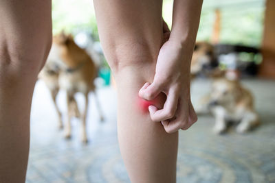 Low section of man and woman legs