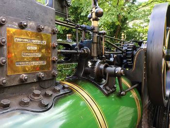 Close-up of train on railroad track