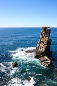 Scenic view of sea against clear sky
