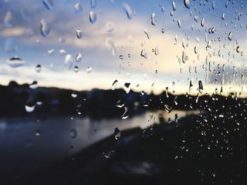 Close-up of raindrop on glass