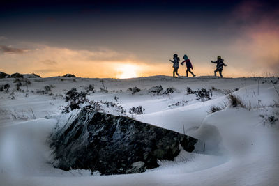 Scenic view of mountain against sky during winter