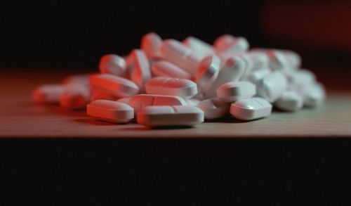 Close-up of pills on table