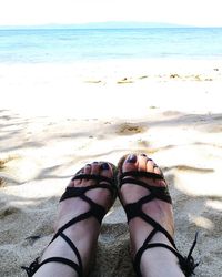 Low section of woman on beach