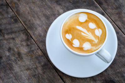 High angle view of coffee on table