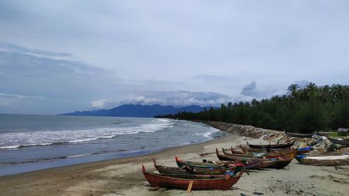 Scenic view of beach against sky