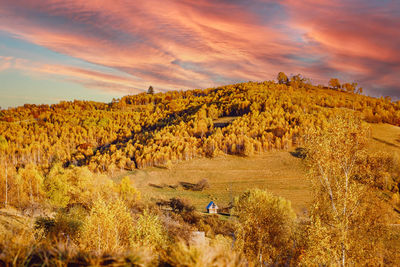 Autumn landscapes in the romanian mountains, fantanele village, sibiu county, cindrel mountains