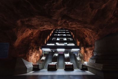 View of escalators in subway