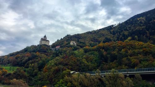 Scenic view of mountain against sky during autumn