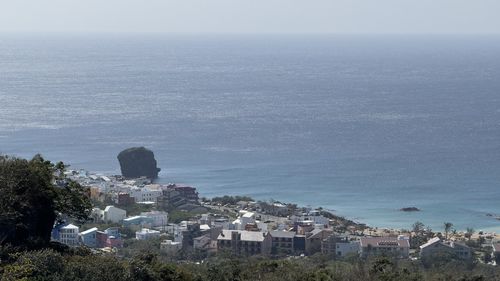 High angle view of sea against sky