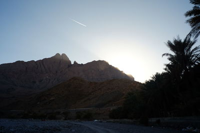 Scenic view of mountains against clear sky