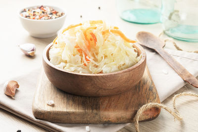 Close-up of food in bowl on table