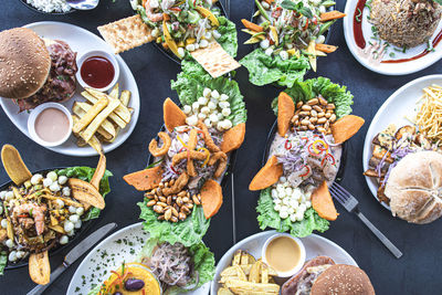 High angle view of food on table