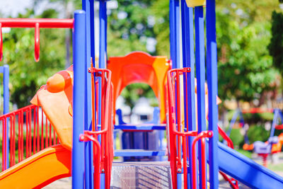 Close-up of empty seats in playground