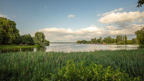 Scenic view of lake against sky