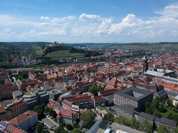 High angle view of townscape against sky