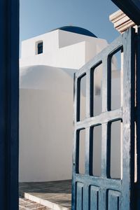 White building against clear blue sky