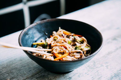 Close-up of food in bowl on table